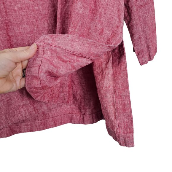 Soft Surroundings Boatneck LS Linen Tunic Top XL Relaxed Fit Pink Coastal Beach - Picture 4 of 8